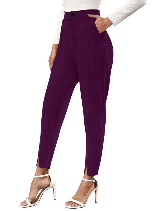 Women’s Polyester Knitting Wine Color Pant - Image 4