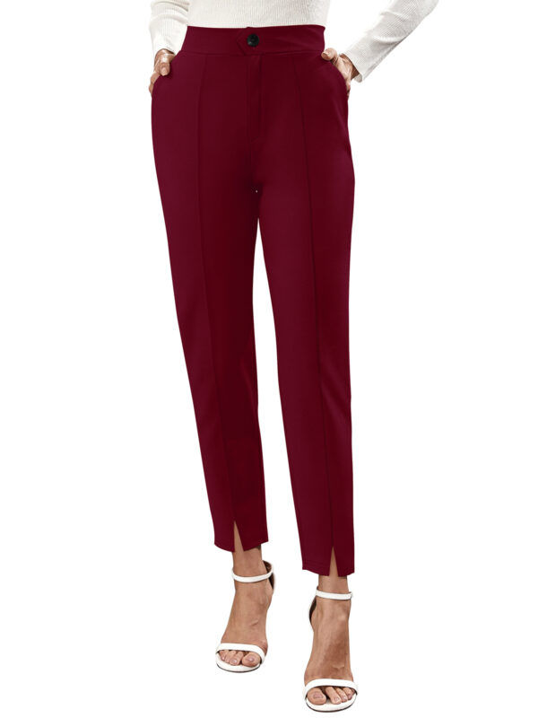 Women’s Maroon Color Polyester Knitting Pant - Image 2