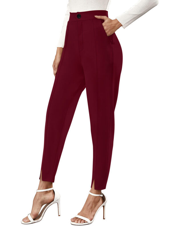 Women’s Maroon Color Polyester Knitting Pant - Image 4