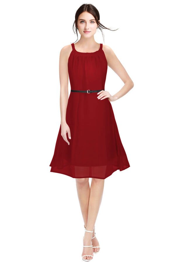 Georgette sleeveless Maroon dress