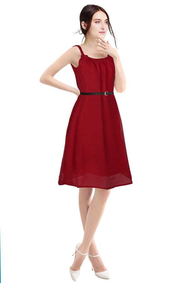 Georgette sleeveless Maroon dress - Image 2