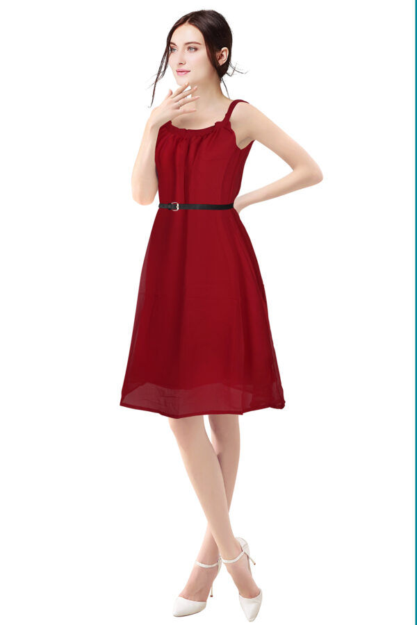 Georgette sleeveless Maroon dress - Image 3