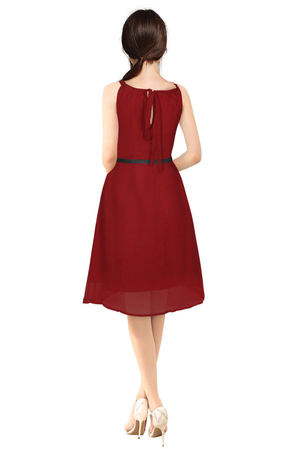 Georgette sleeveless Maroon dress - Image 4
