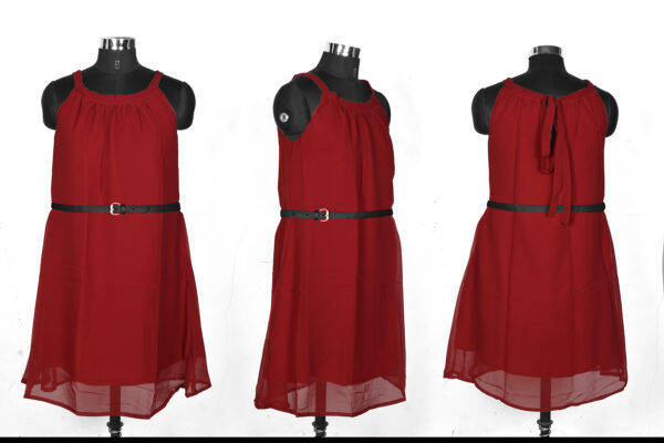 Georgette sleeveless Maroon dress - Image 5