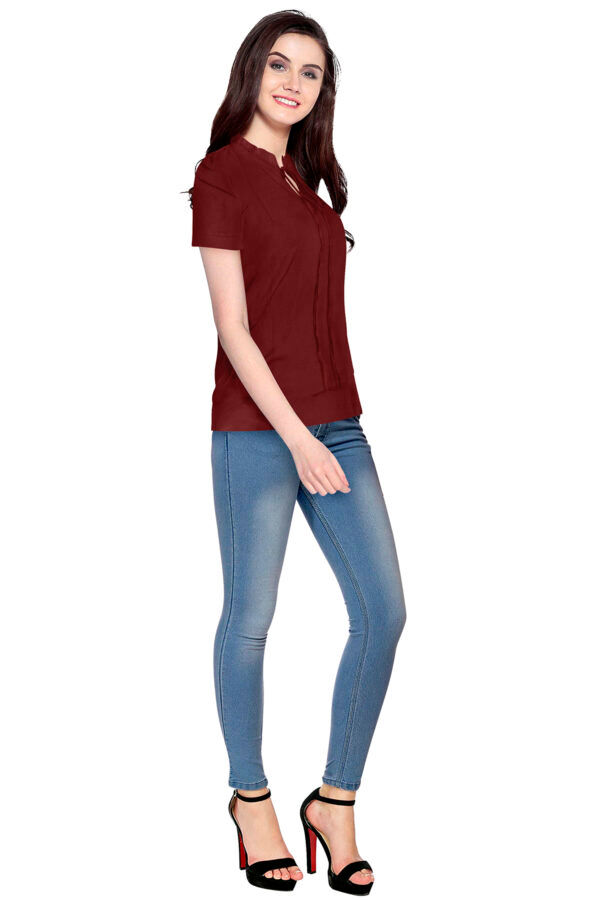 Maroon Short Partyware Top - Image 5
