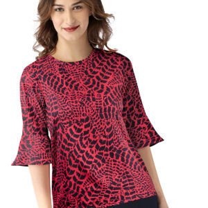 Stylish round neck top in Gajari Color
