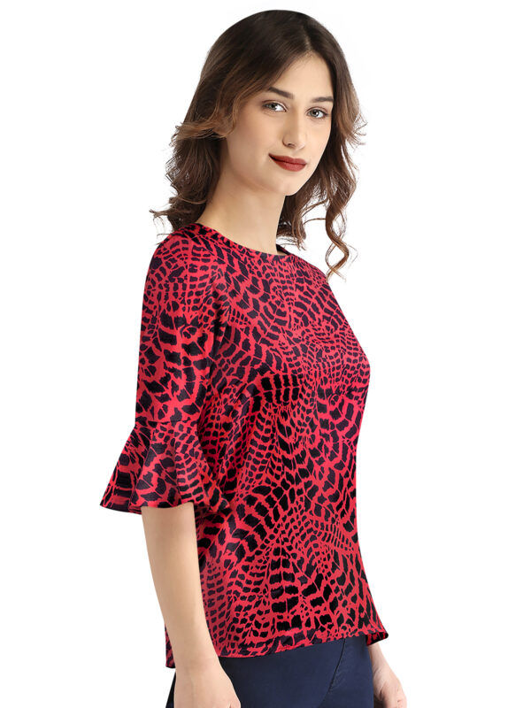 Stylish round neck top in Gajari Color - Image 4
