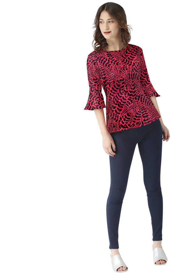 Stylish round neck top in Gajari Color - Image 2
