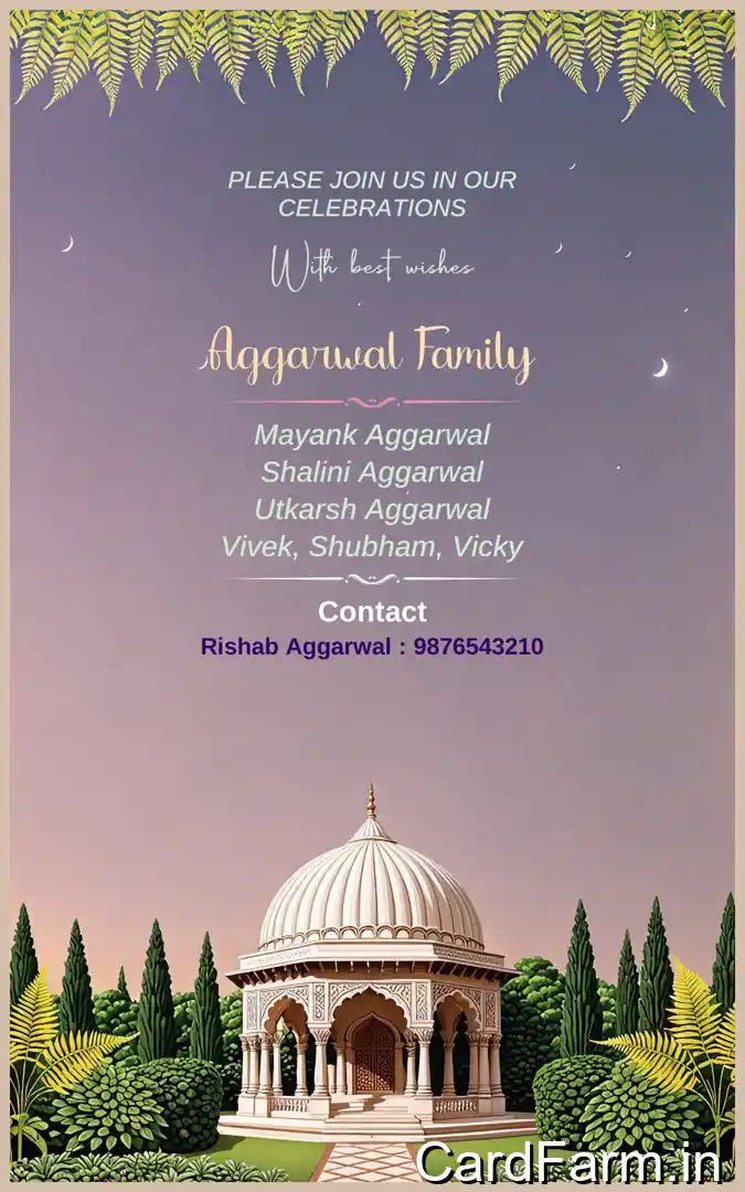 RSVP page of wedding invitation. Scenic background with flowers, butterflies, fountains, mountains with a clear sky. In a Vibrant style.