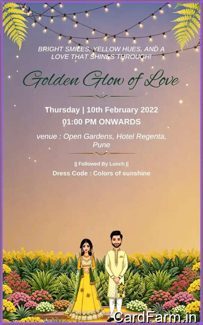 A beautifully designed Indian wedding invitation background with ferns, petals decorative background in oilpaint style In a Vibrant style.