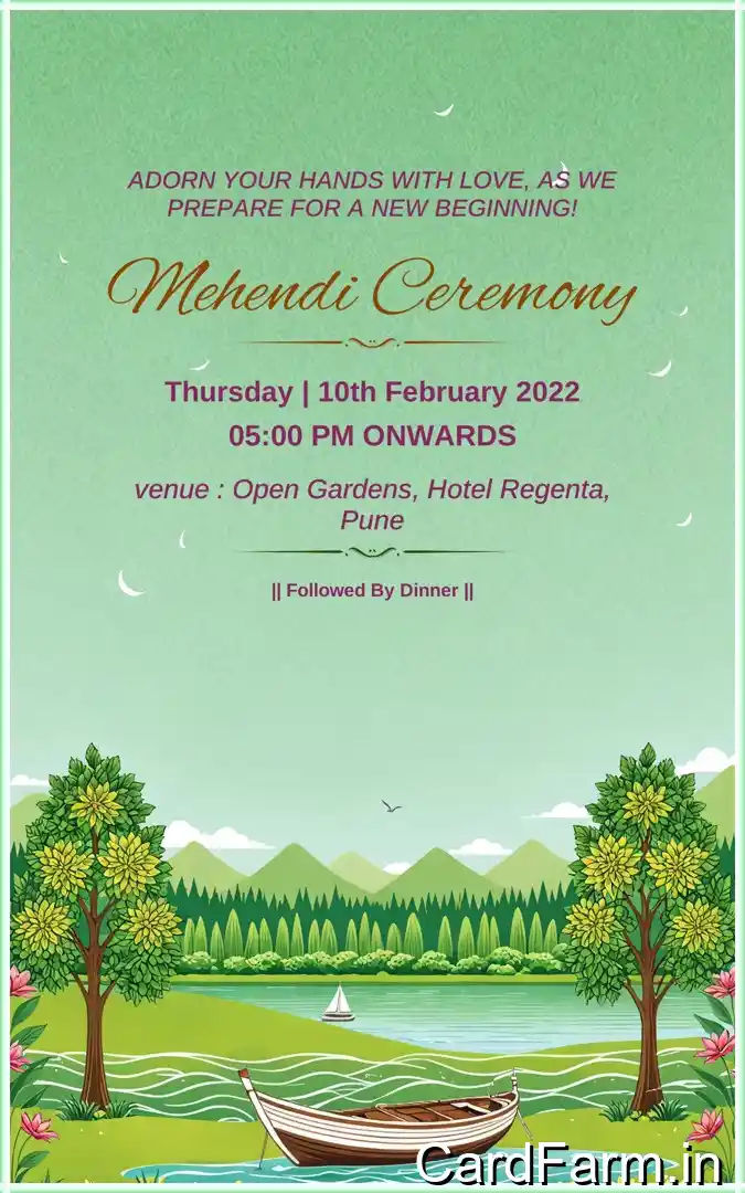 A beautifully designed Indian wedding invitation background with flowers, peacock, swings on a decorative background in oilpaint style In a Vibrant style.
