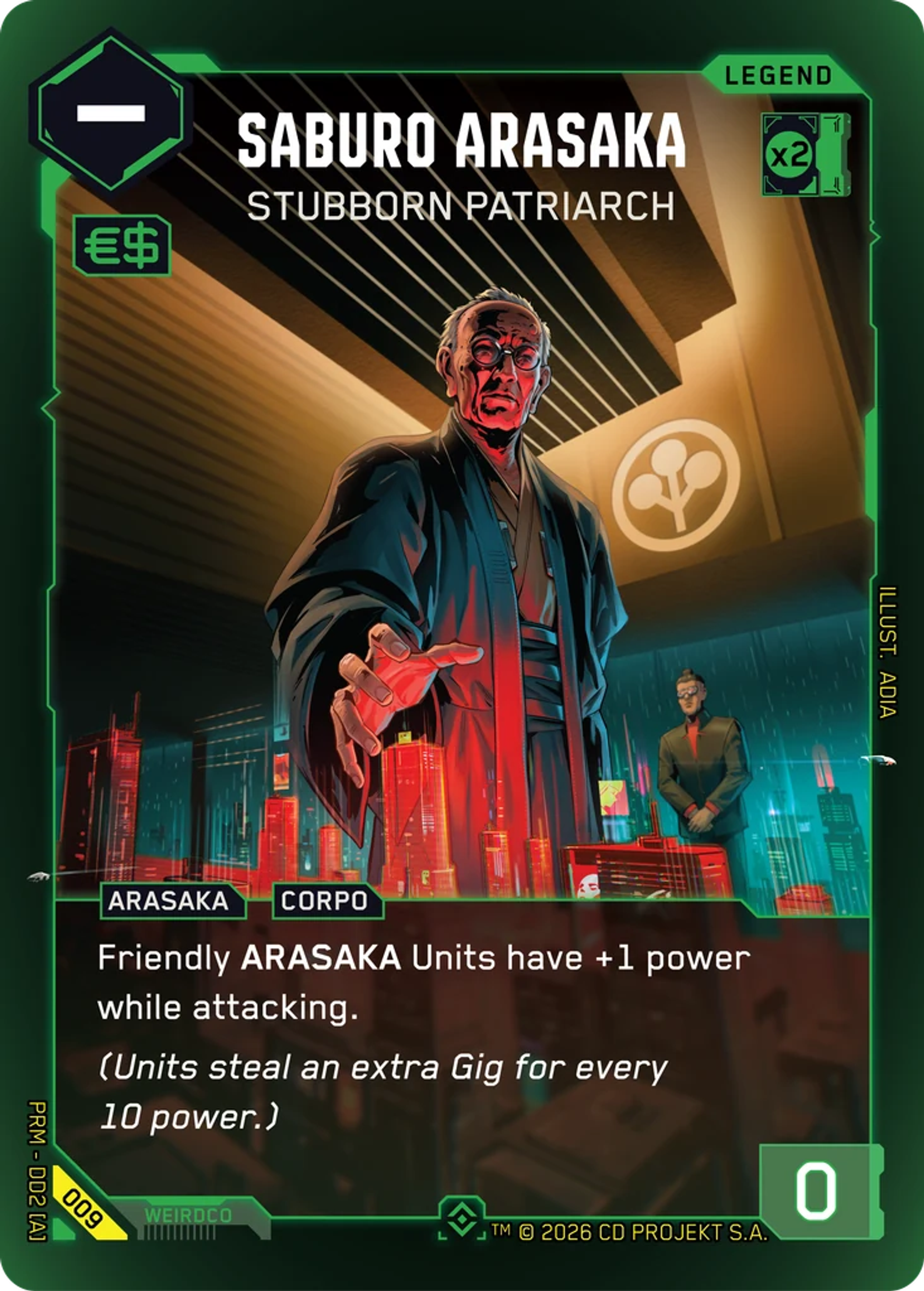 Saburo Arasaka - Stubborn Patriarch — Arasaka Demo Deck — Cyberpunk TCG