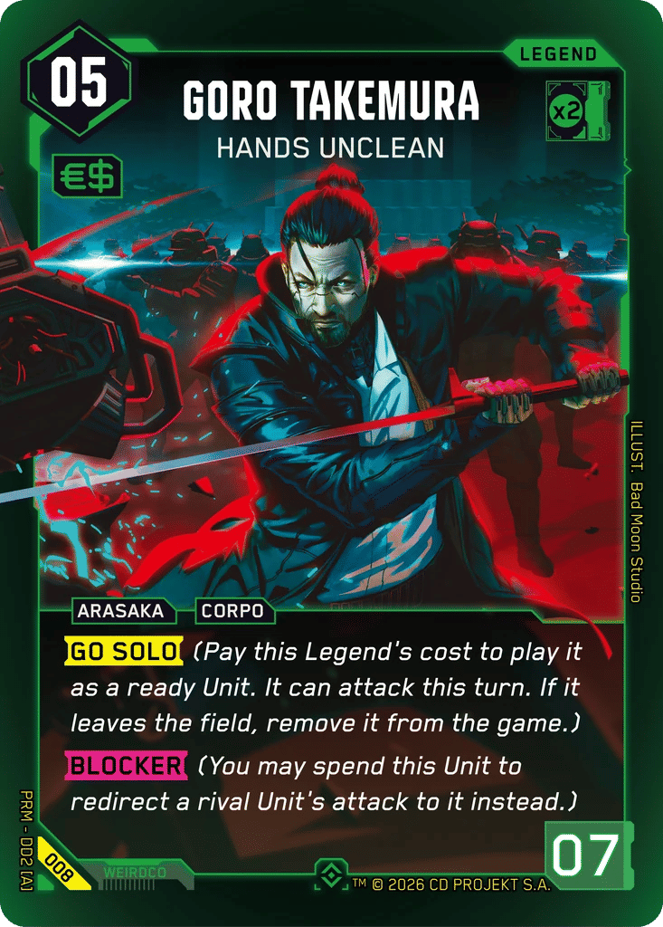 Goro Takemura - Hands Unclean — Arasaka Demo Deck — Cyberpunk TCG