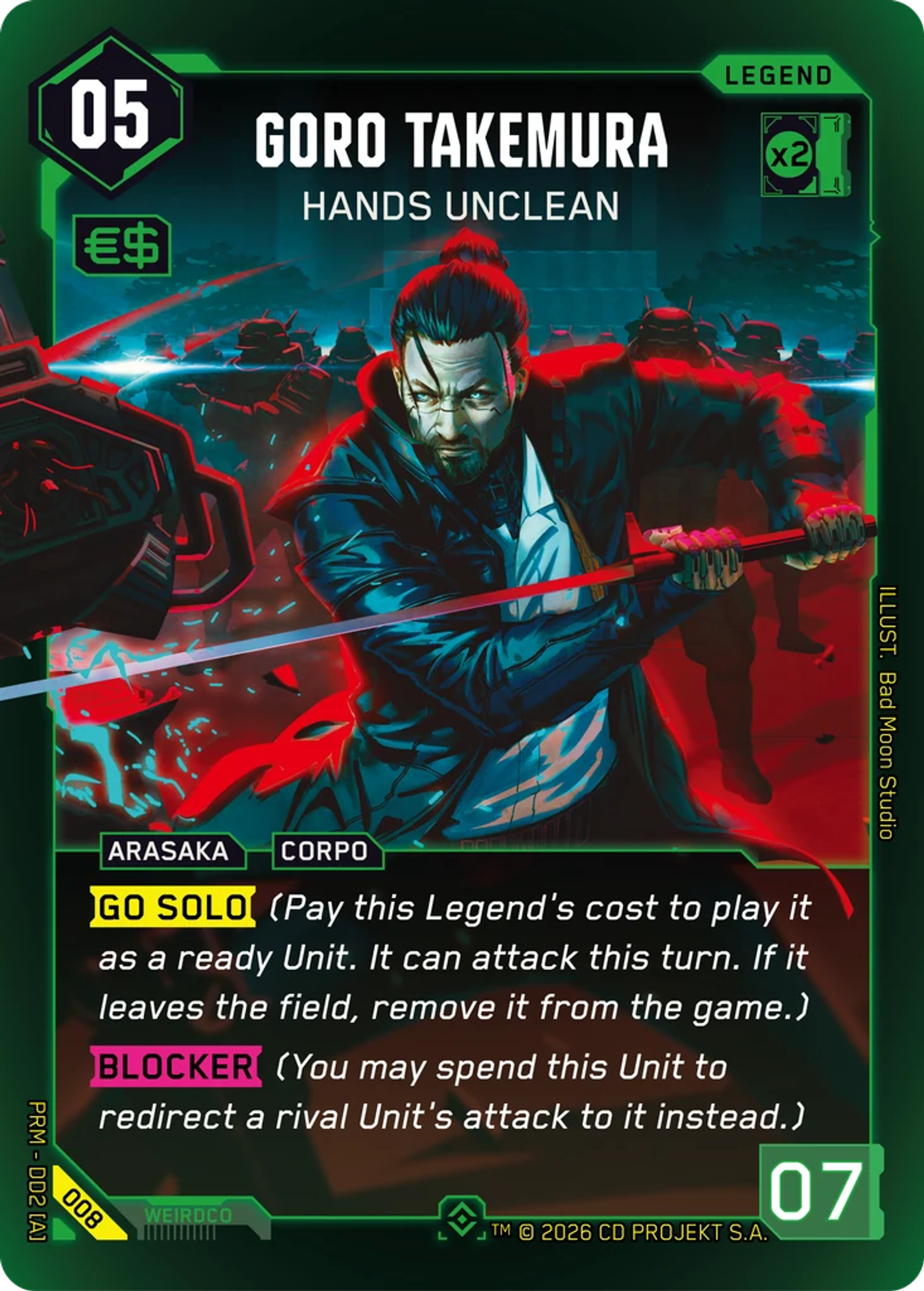 Goro Takemura - Hands Unclean — Arasaka Demo Deck — Cyberpunk TCG