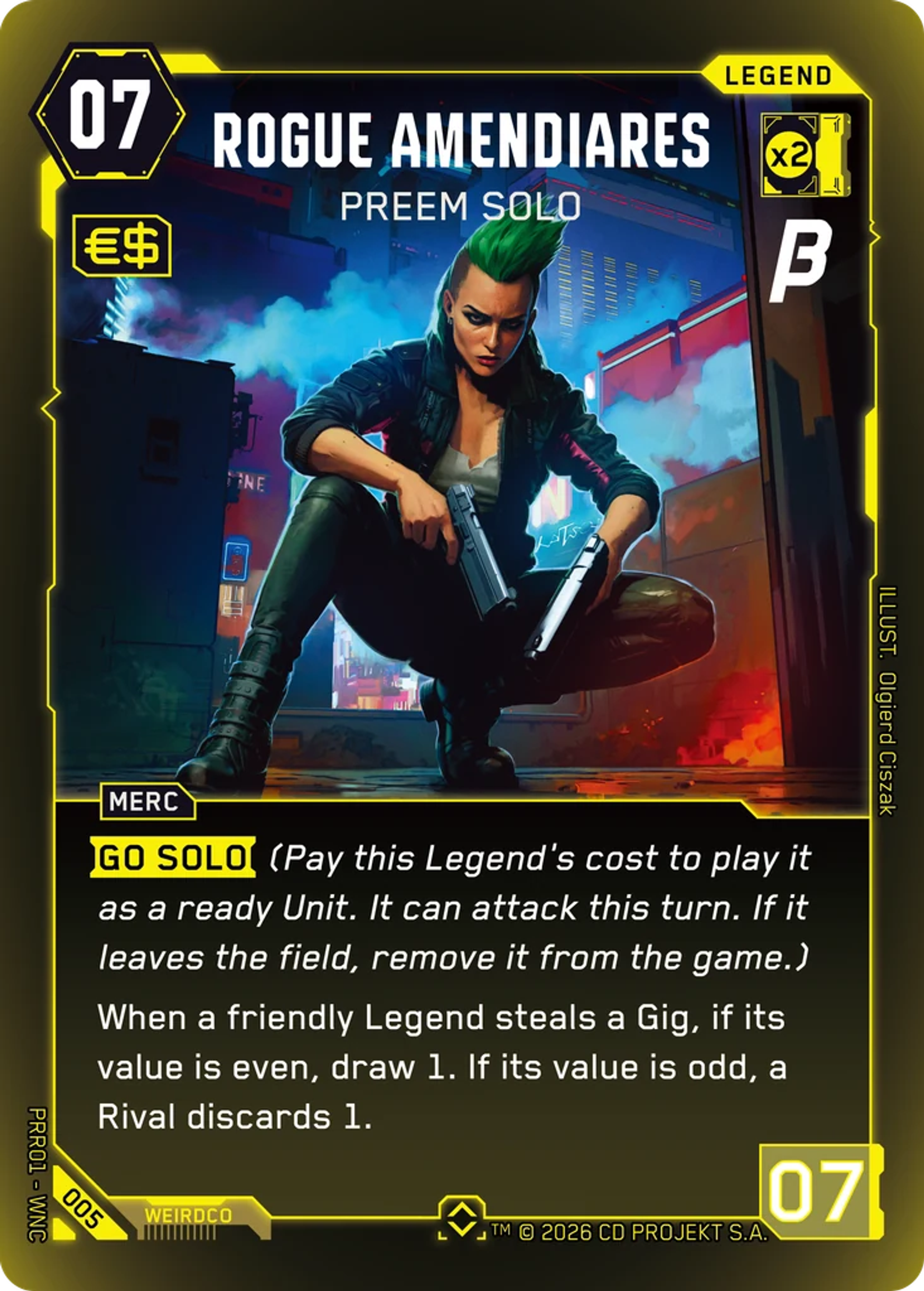 Rogue Amendiares - Preem Solo — Pre-Release Beta — Cyberpunk TCG
