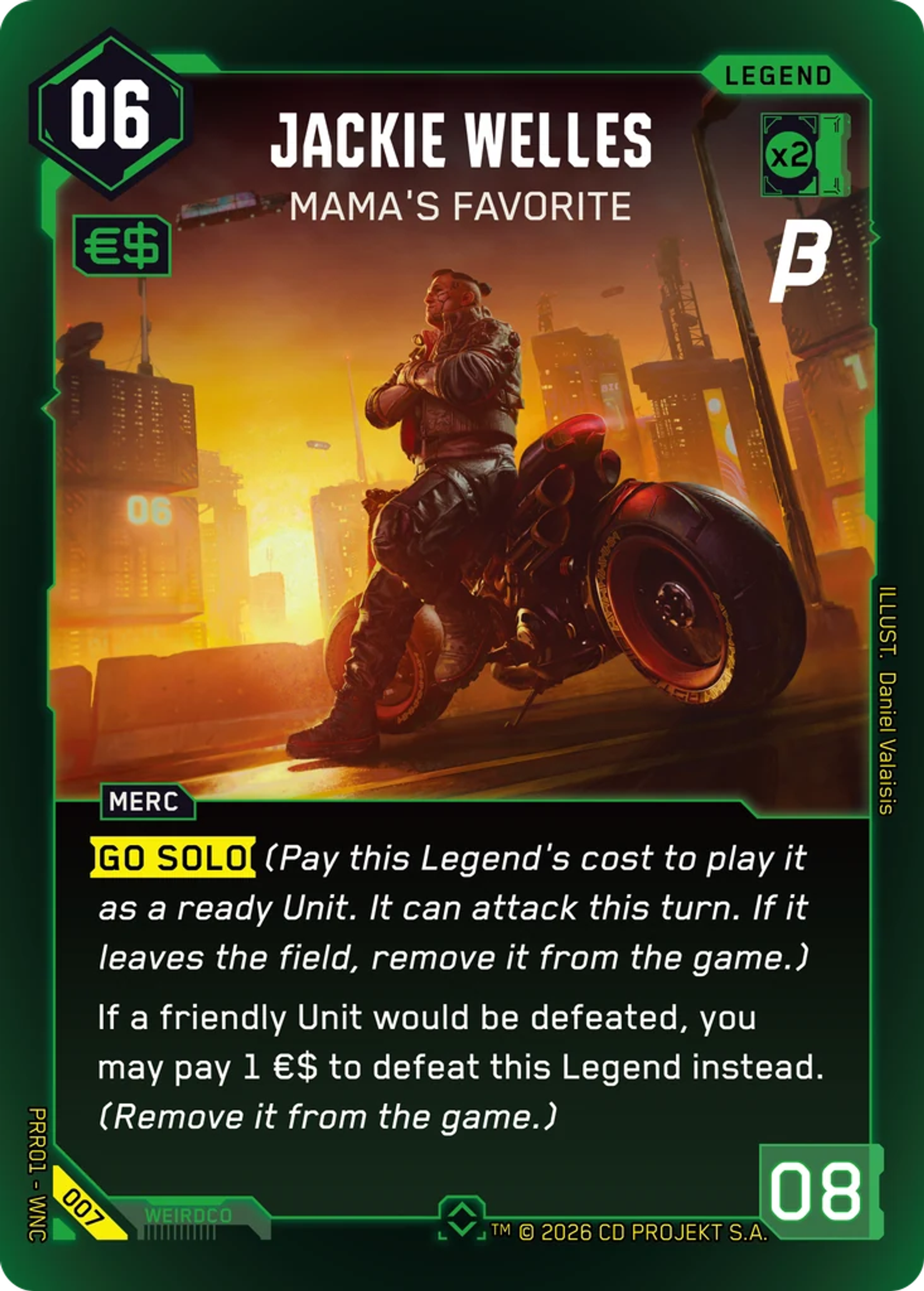 Jackie Welles - Mama's Favorite — Pre-Release Beta — Cyberpunk TCG