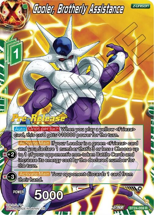 Cooler, Brotherly Assistance — Beyond Generations Pre-Release Cards — Dragon Ball Super: Masters
