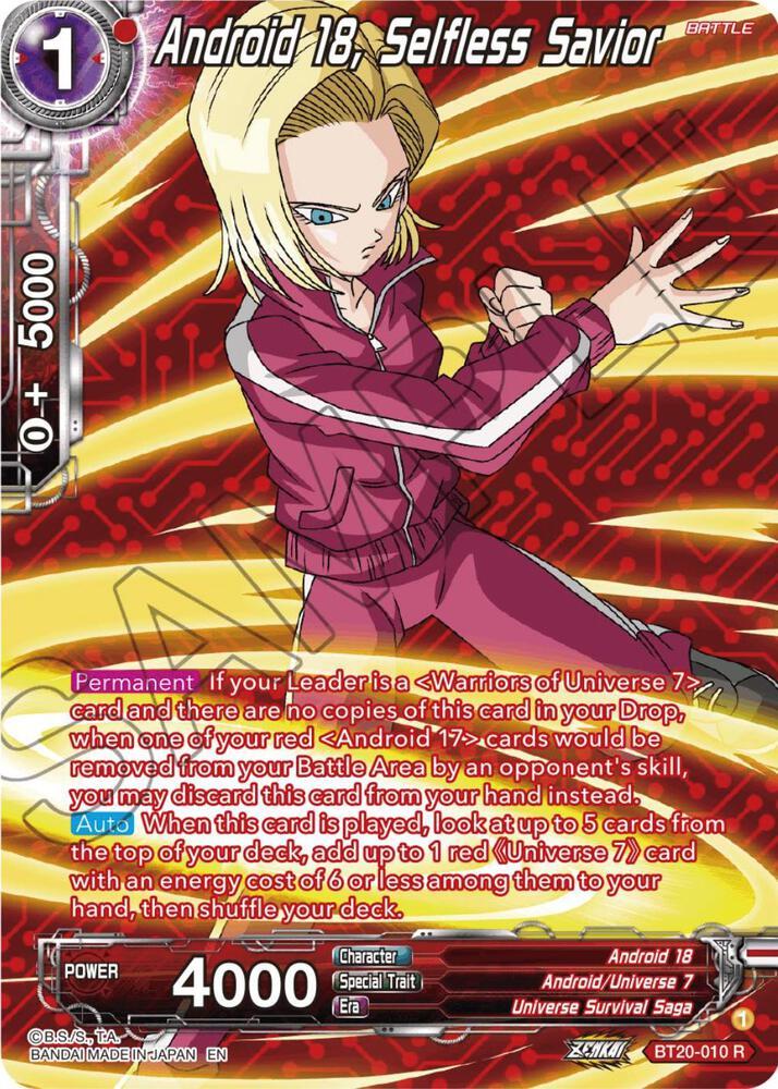 Android 18, Selfless Savior (Silver Foil) — Power Absorbed — Dragon Ball Super: Masters