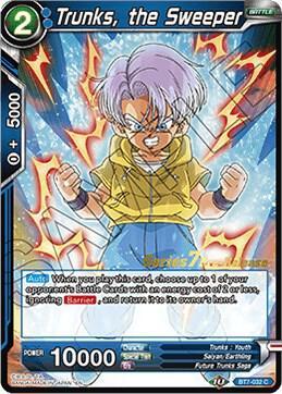 Trunks, the Sweeper — Assault of the Saiyans Pre-Release Cards — Dragon Ball Super: Masters