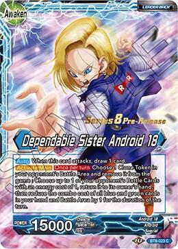 Android 18 // Dependable Sister Android 18 — Malicious Machinations Pre-Release Cards — Dragon Ball Super: Masters