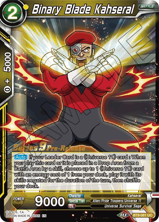 Binary Blade Kahseral — Universal Onslaught Pre-Release Cards — Dragon Ball Super: Masters
