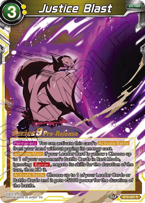Justice Blast — Universal Onslaught Pre-Release Cards — Dragon Ball Super: Masters