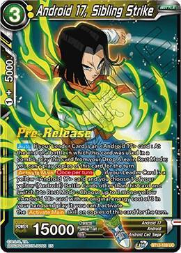 Android 17, Sibling Strike — Supreme Rivalry Pre-Release Cards — Dragon Ball Super: Masters