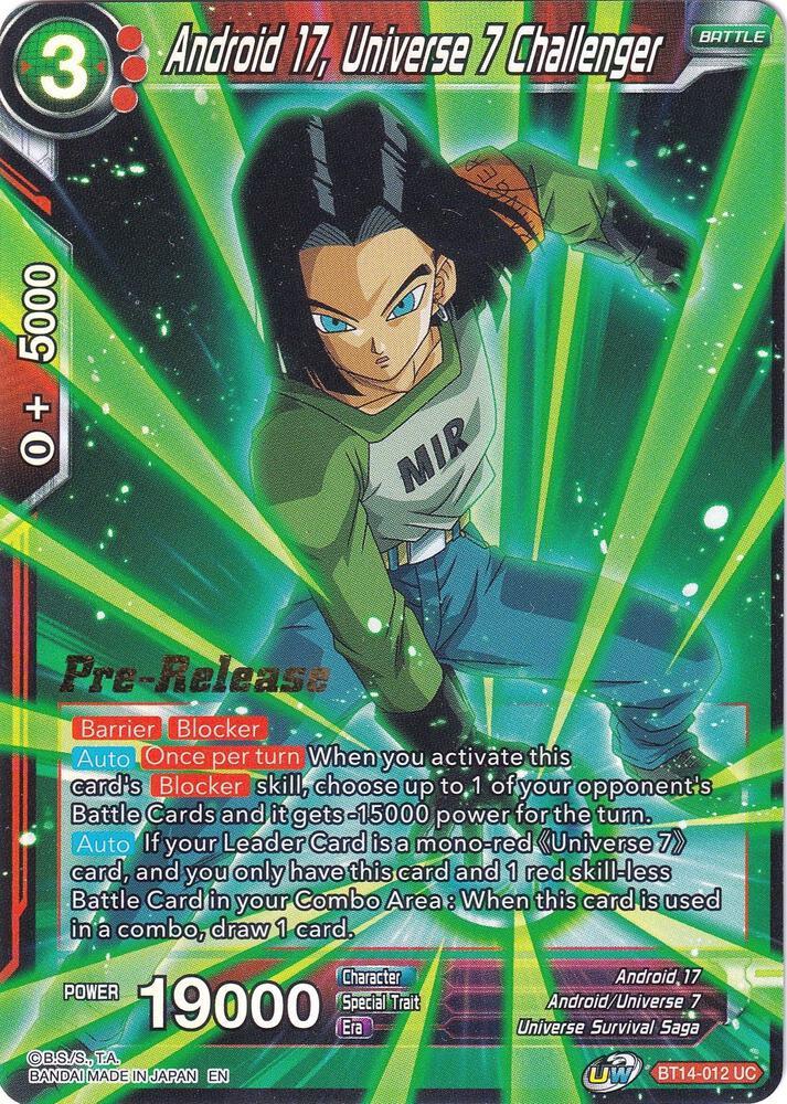 Android 17, Universe 7 Challenger — Cross Spirits Pre-Release Cards — Dragon Ball Super: Masters