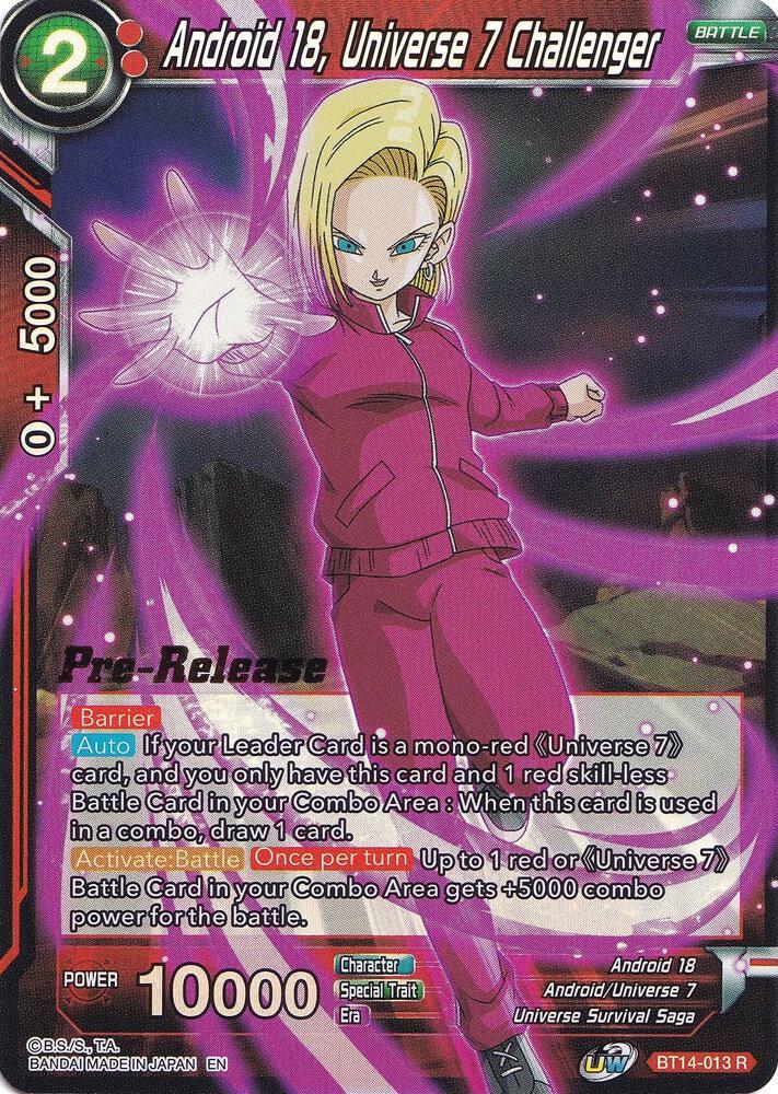 Android 18, Universe 7 Challenger — Cross Spirits Pre-Release Cards — Dragon Ball Super: Masters