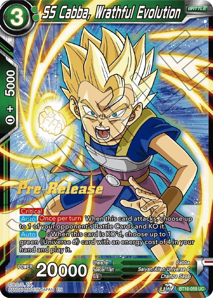 SS Cabba, Wrathful Evolution — Realm of the Gods Pre-Release Cards — Dragon Ball Super: Masters