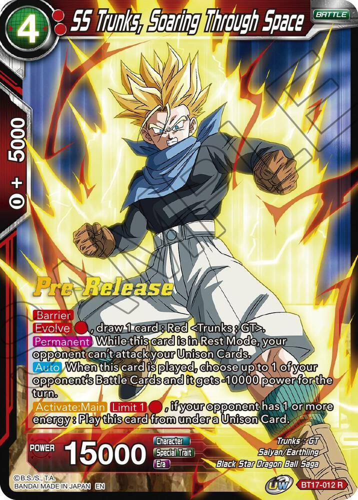 SS Trunks, Soaring Through Space — Ultimate Squad Pre-Release Cards — Dragon Ball Super: Masters