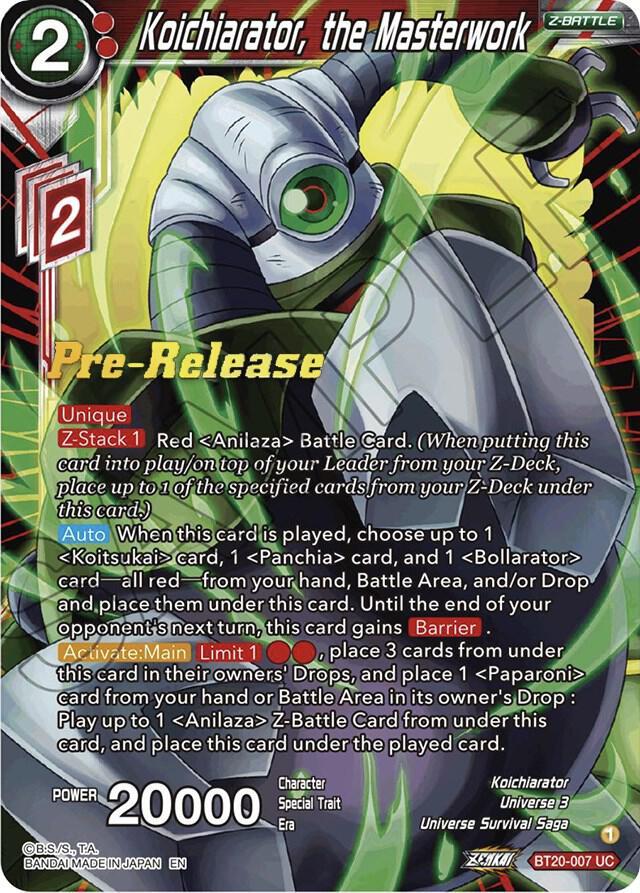 Koichiarator, the Masterwork — Power Absorbed Pre-Release Cards — Dragon Ball Super: Masters