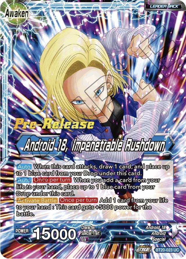 Android 18 // Android 18, Impenetrable Rushdown — Power Absorbed Pre-Release Cards — Dragon Ball Super: Masters