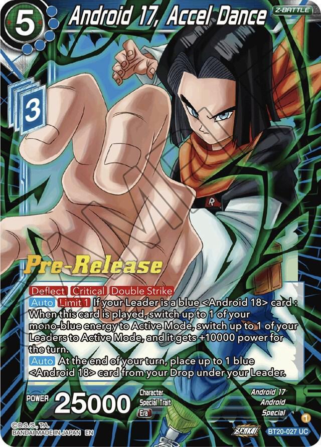 Android 17, Accel Dance — Power Absorbed Pre-Release Cards — Dragon Ball Super: Masters