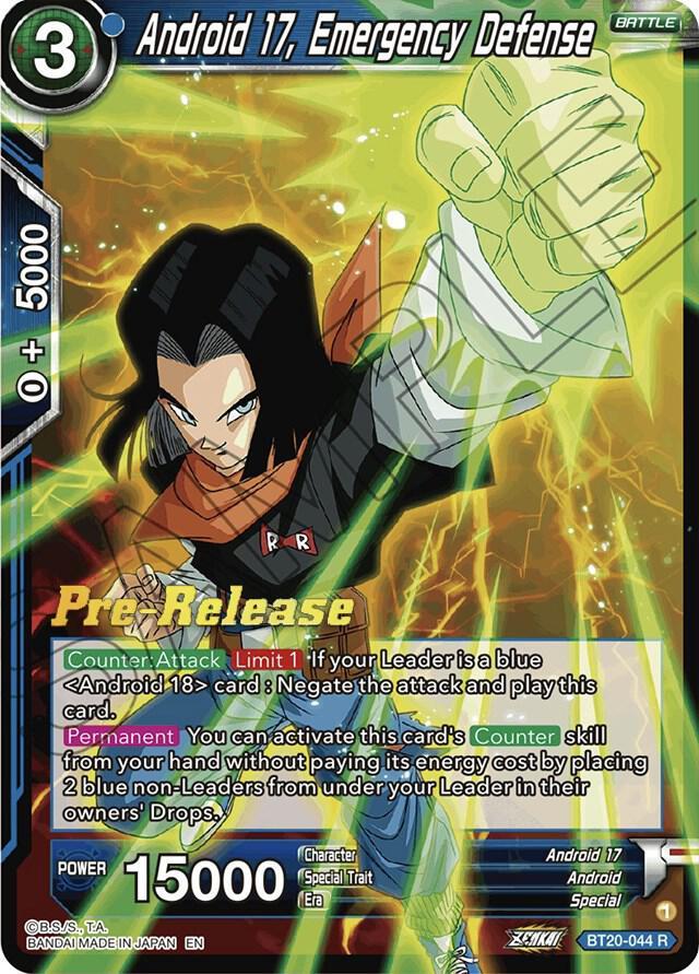 Android 17, Emergency Defense — Power Absorbed Pre-Release Cards — Dragon Ball Super: Masters
