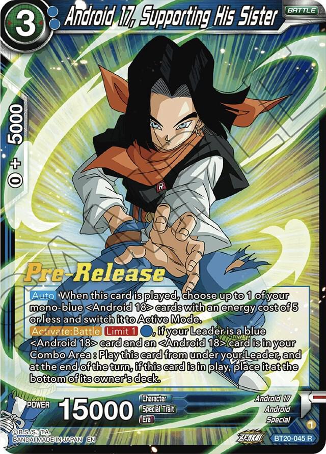 Android 17, Supporting His Sister — Power Absorbed Pre-Release Cards — Dragon Ball Super: Masters