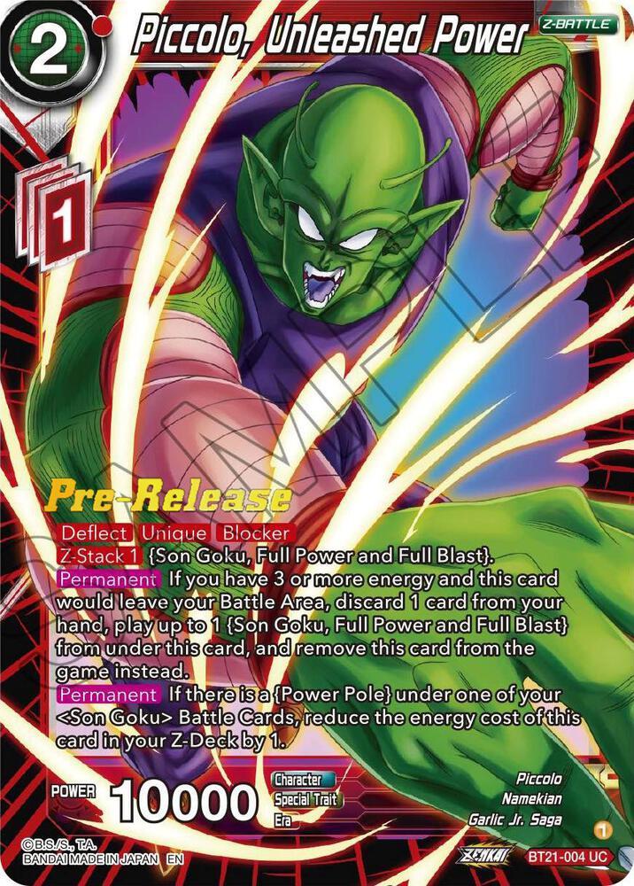 Piccolo, Unleashed Power — Wild Resurgence Pre-Release Cards — Dragon Ball Super: Masters