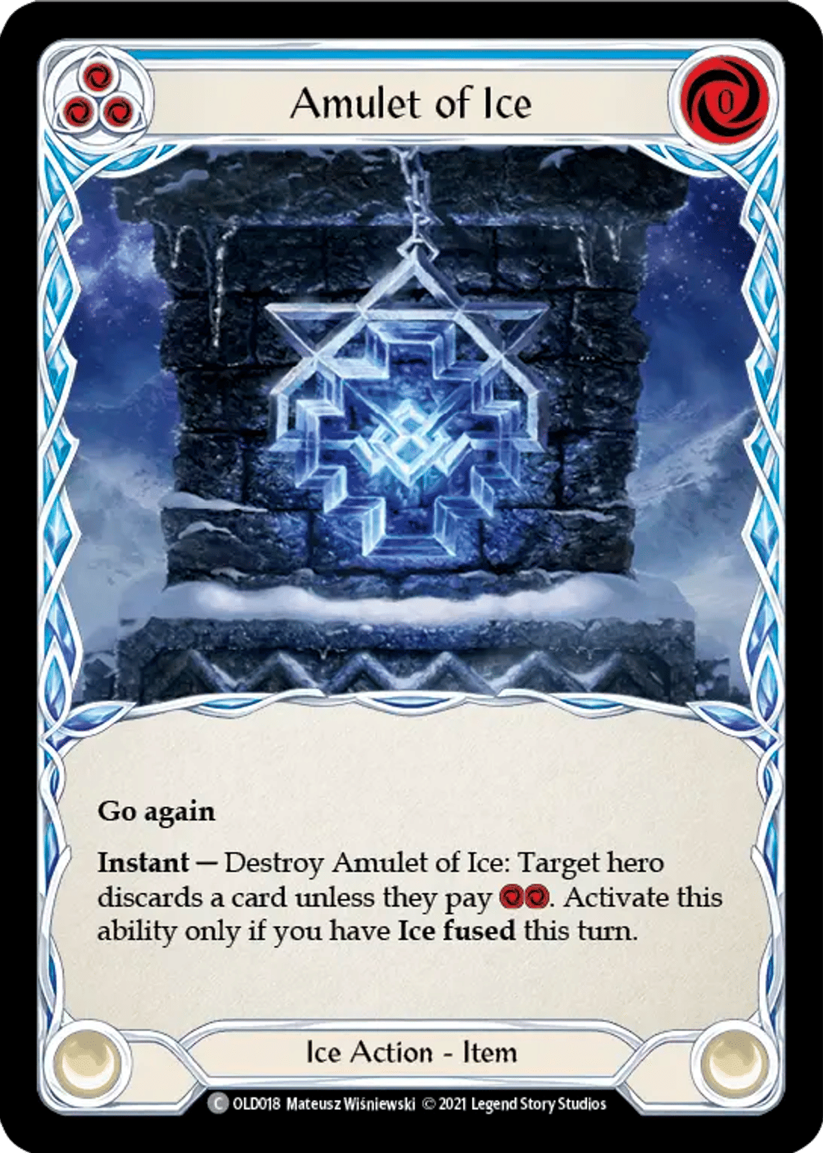 Amulet of Ice (Blue) from Oldhim - Blitz Deck - Flesh and Blood