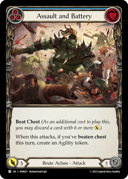 Assault and Battery (Blue) — Rhinar - Heavy Hitters Blitz Deck — Flesh and Blood
