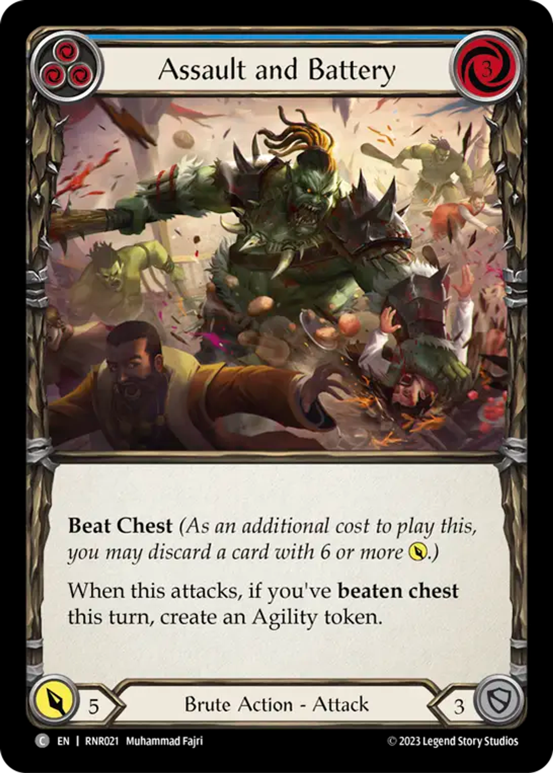 Assault and Battery (Blue) — Rhinar - Heavy Hitters Blitz Deck — Flesh and Blood