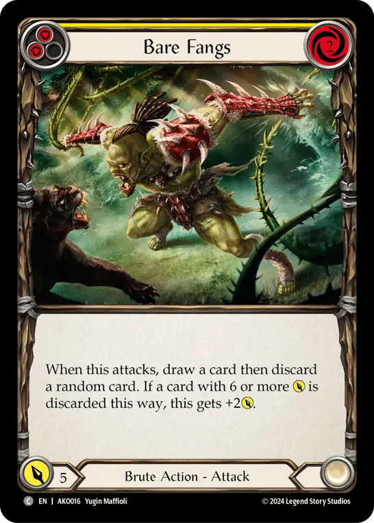 Bare Fangs (Yellow) — Armory Deck - Kayo, Armed and Dangerous — Flesh and Blood