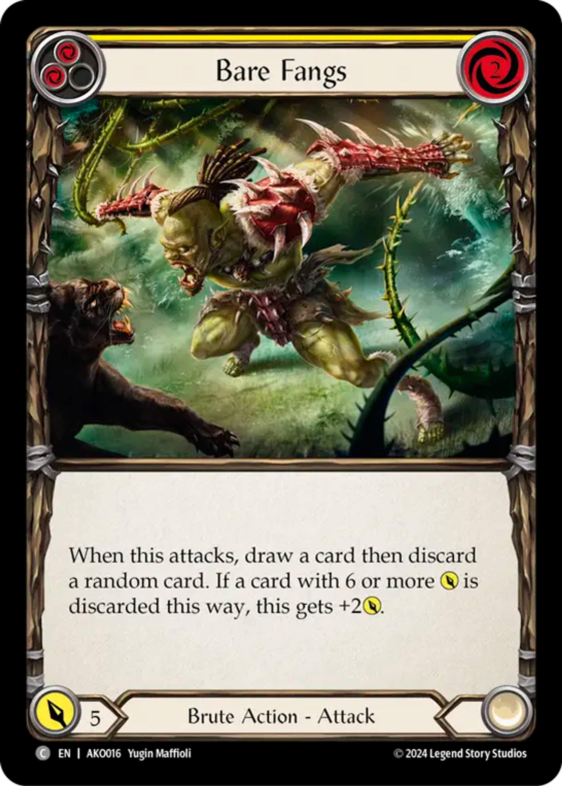 Bare Fangs (Yellow) — Armory Deck - Kayo, Armed and Dangerous — Flesh and Blood