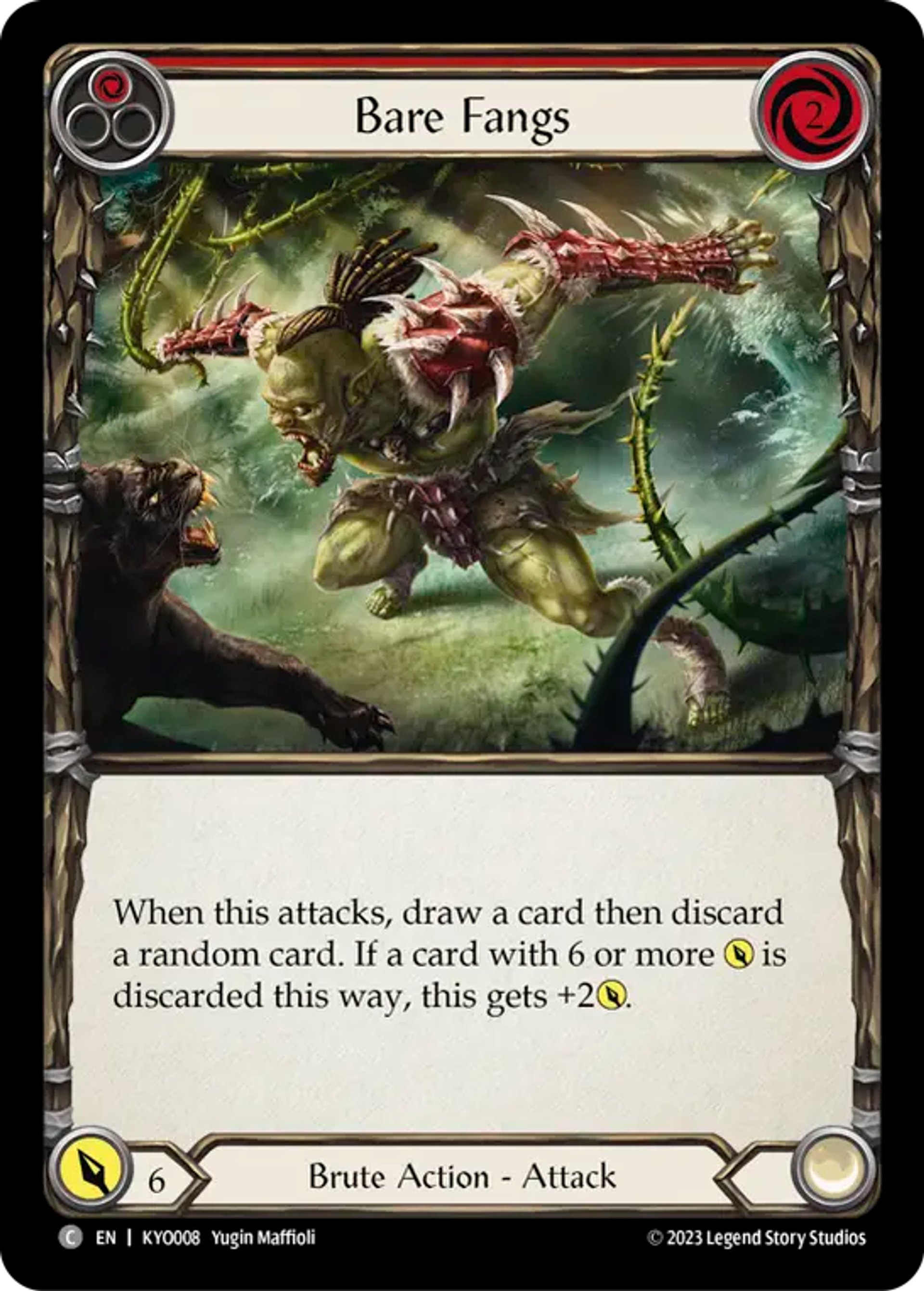 Bare Fangs (Red) — Kayo - Heavy Hitters Blitz Deck — Flesh and Blood