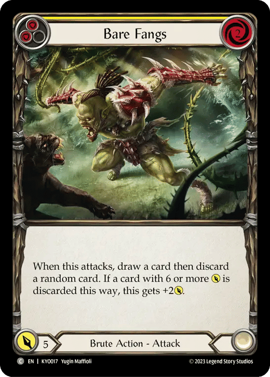 Bare Fangs (Yellow) — Kayo - Heavy Hitters Blitz Deck — Flesh and Blood