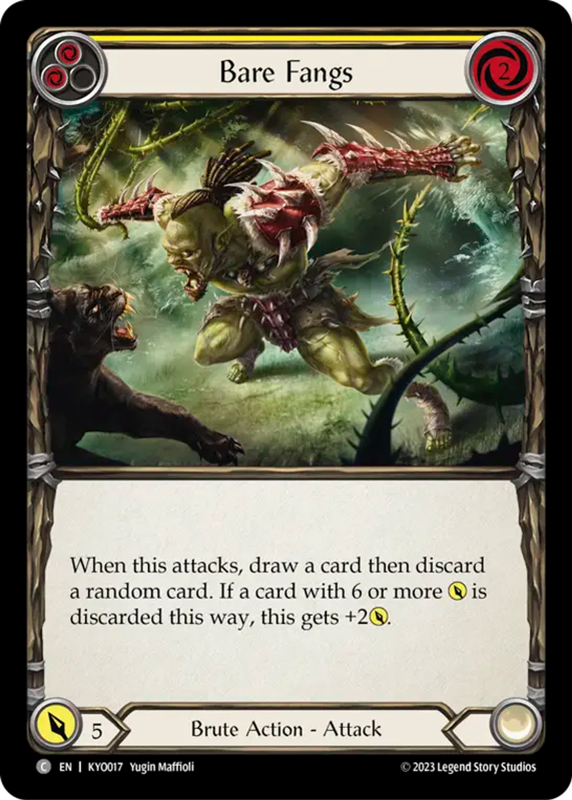 Bare Fangs (Yellow) — Kayo - Heavy Hitters Blitz Deck — Flesh and Blood