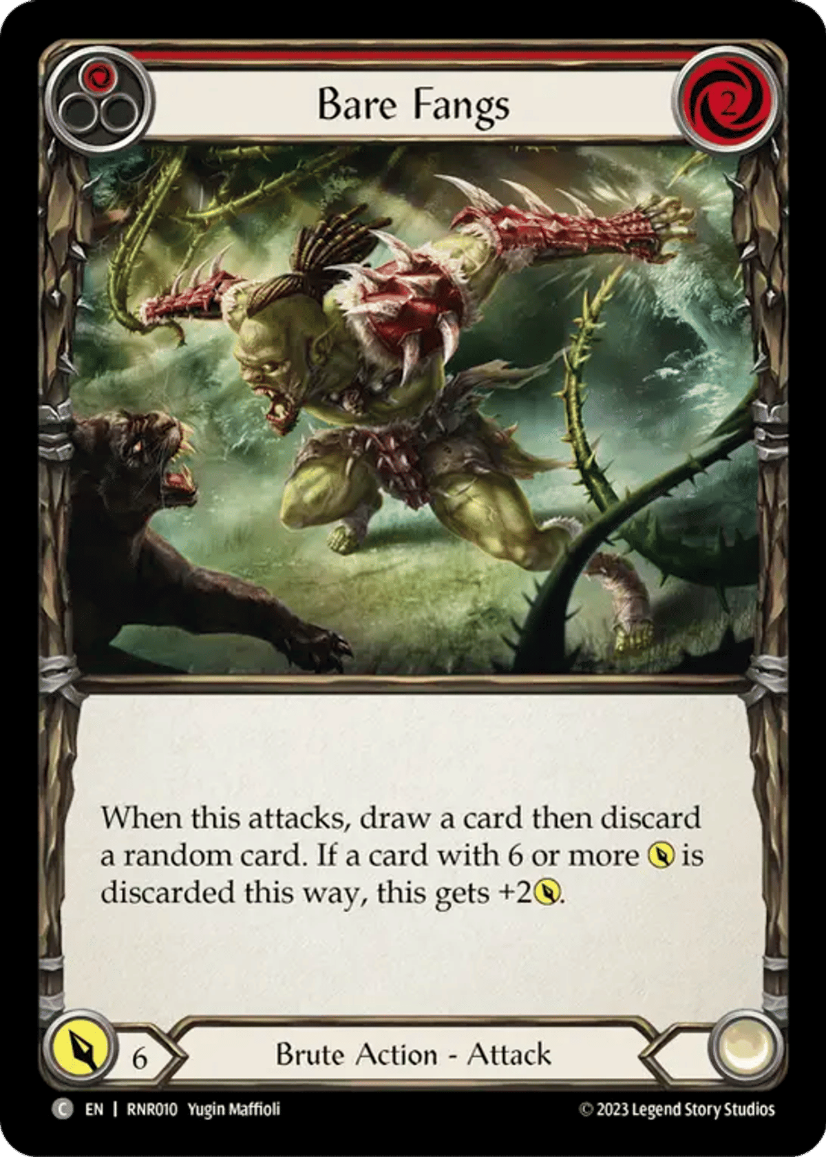 Bare Fangs (Red) from Rhinar - Heavy Hitters Blitz Deck - Flesh and Blood