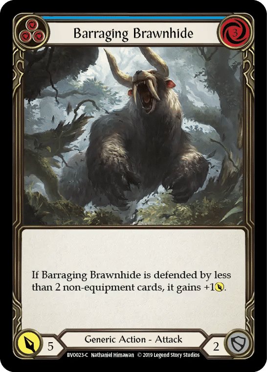 Barraging Brawnhide (Blue) — Bravo, Showstopper - Hero Deck — Flesh and Blood