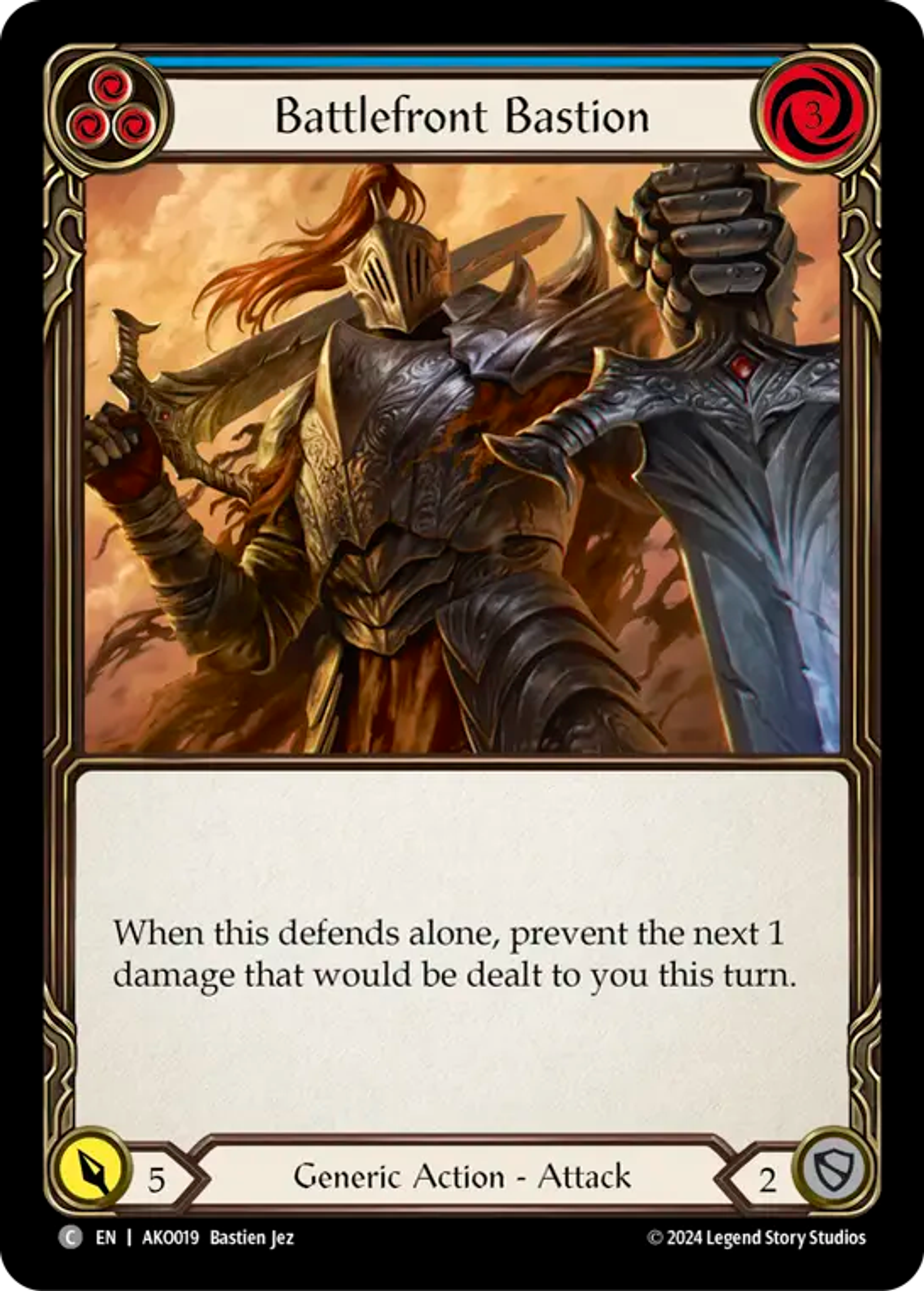Battlefront Bastion (Blue) — Armory Deck - Kayo, Armed and Dangerous — Flesh and Blood