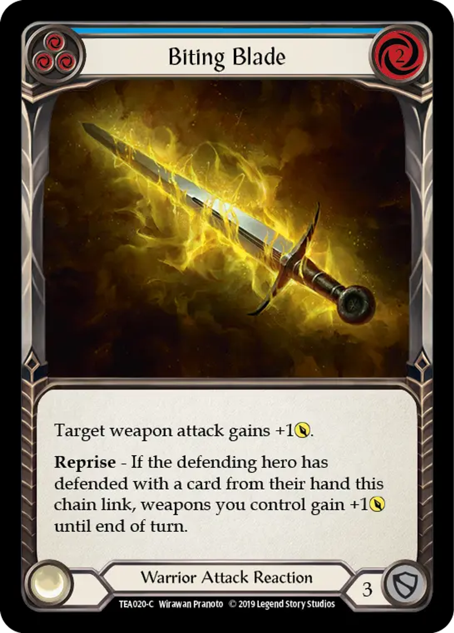 Biting Blade (Blue) — Dorinthea Ironsong - Hero Deck — Flesh and Blood