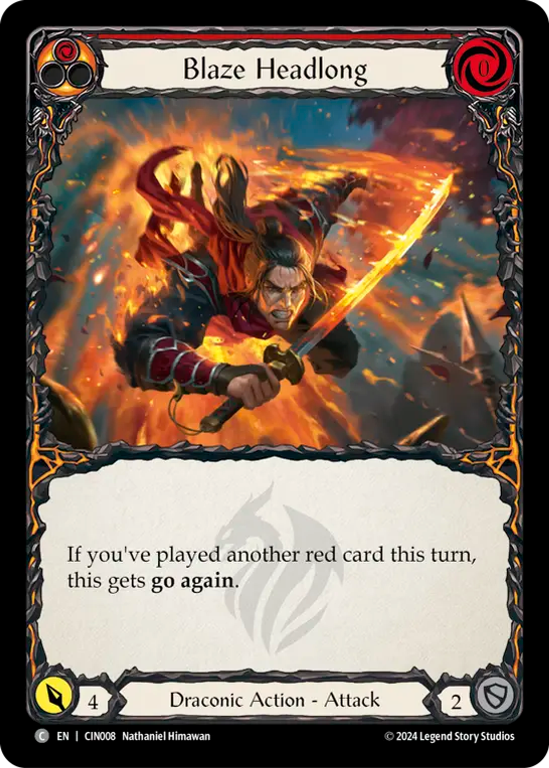 Blaze Headlong (Red) — The Hunted Blitz Deck - Cindra — Flesh and Blood